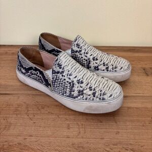 STUART WEITZMAN Nuggets Slip-On Sneakers Natural Snake-Print Women Size 7.5